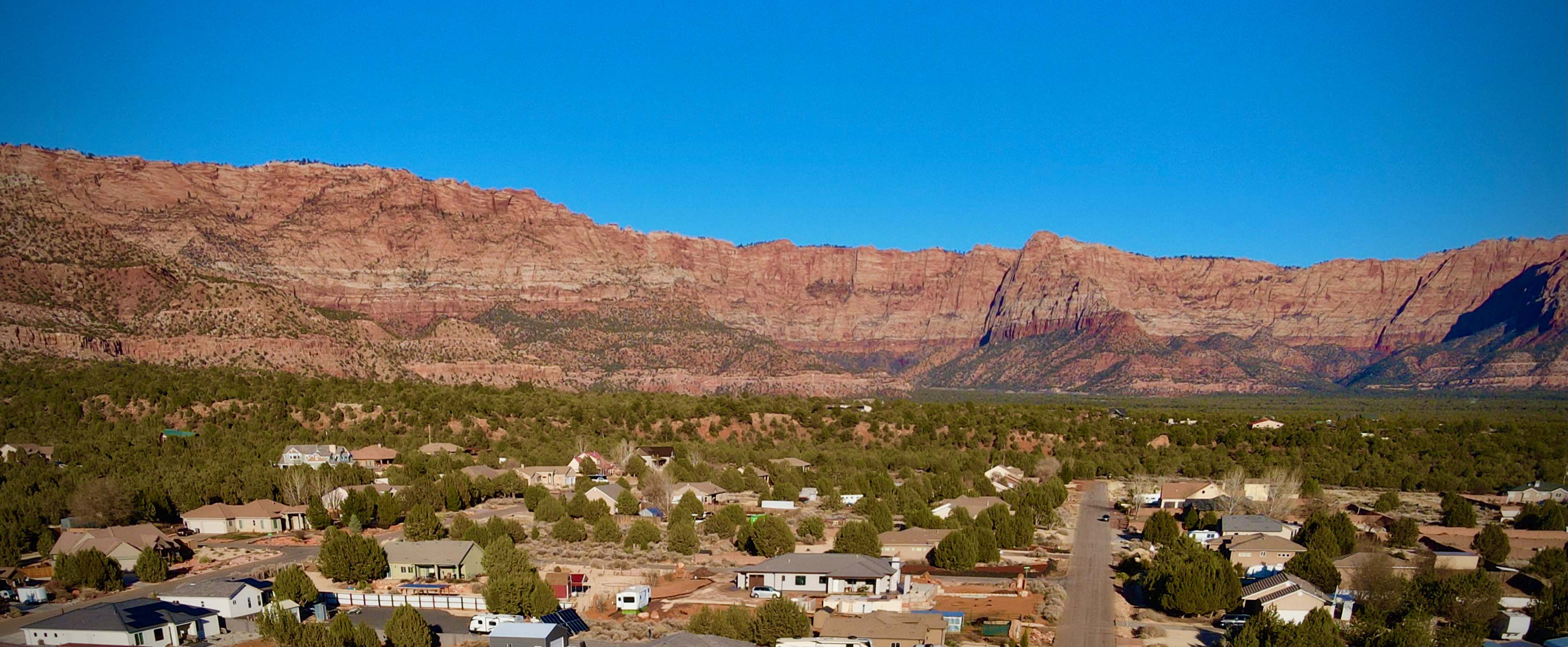 Aerial view of Two Junipers and Southern Utah landscape